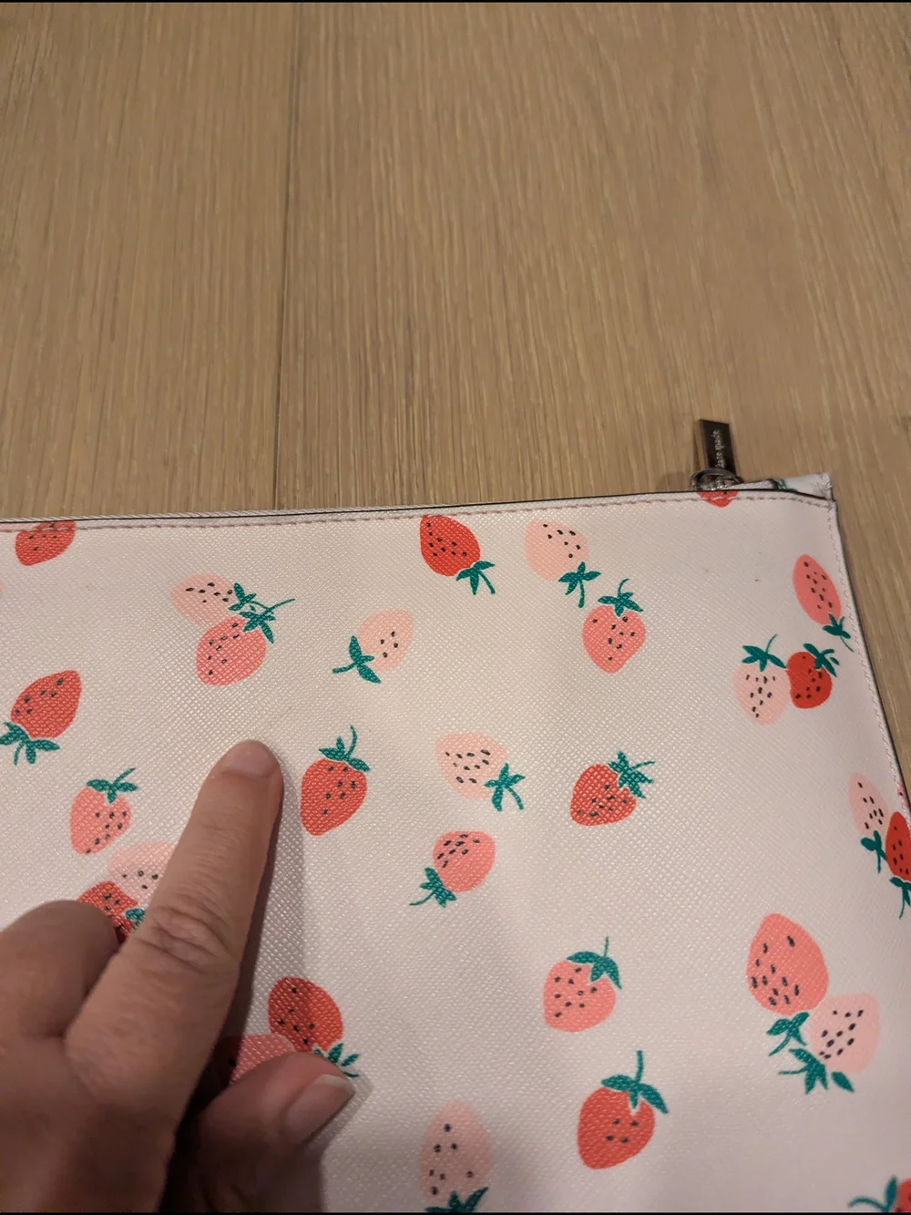 kate spade White Strawberry Print Zip Electronic Case